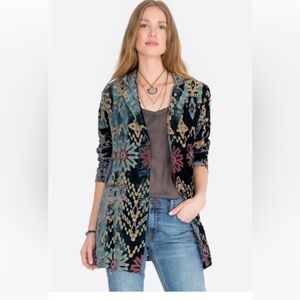 Johnny Was Alika Velvet Geometric Silk Blazer Size Medium